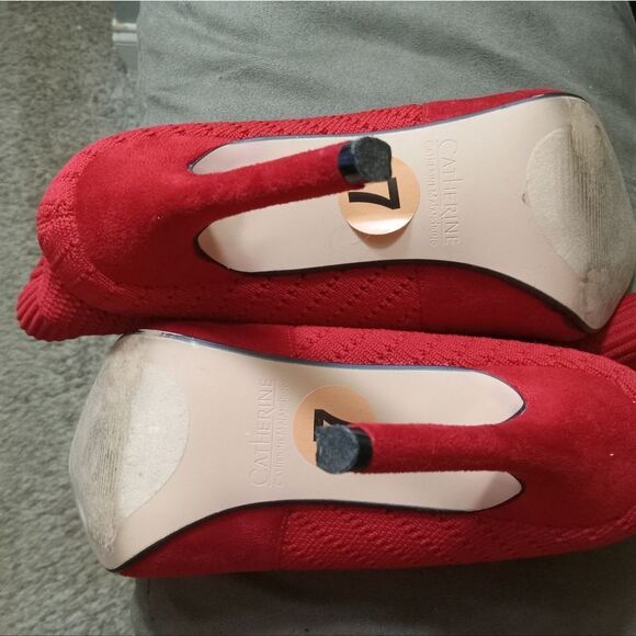 Vibrant Red Knit 4" stiletto fashion boots. - Picture 4 of 6